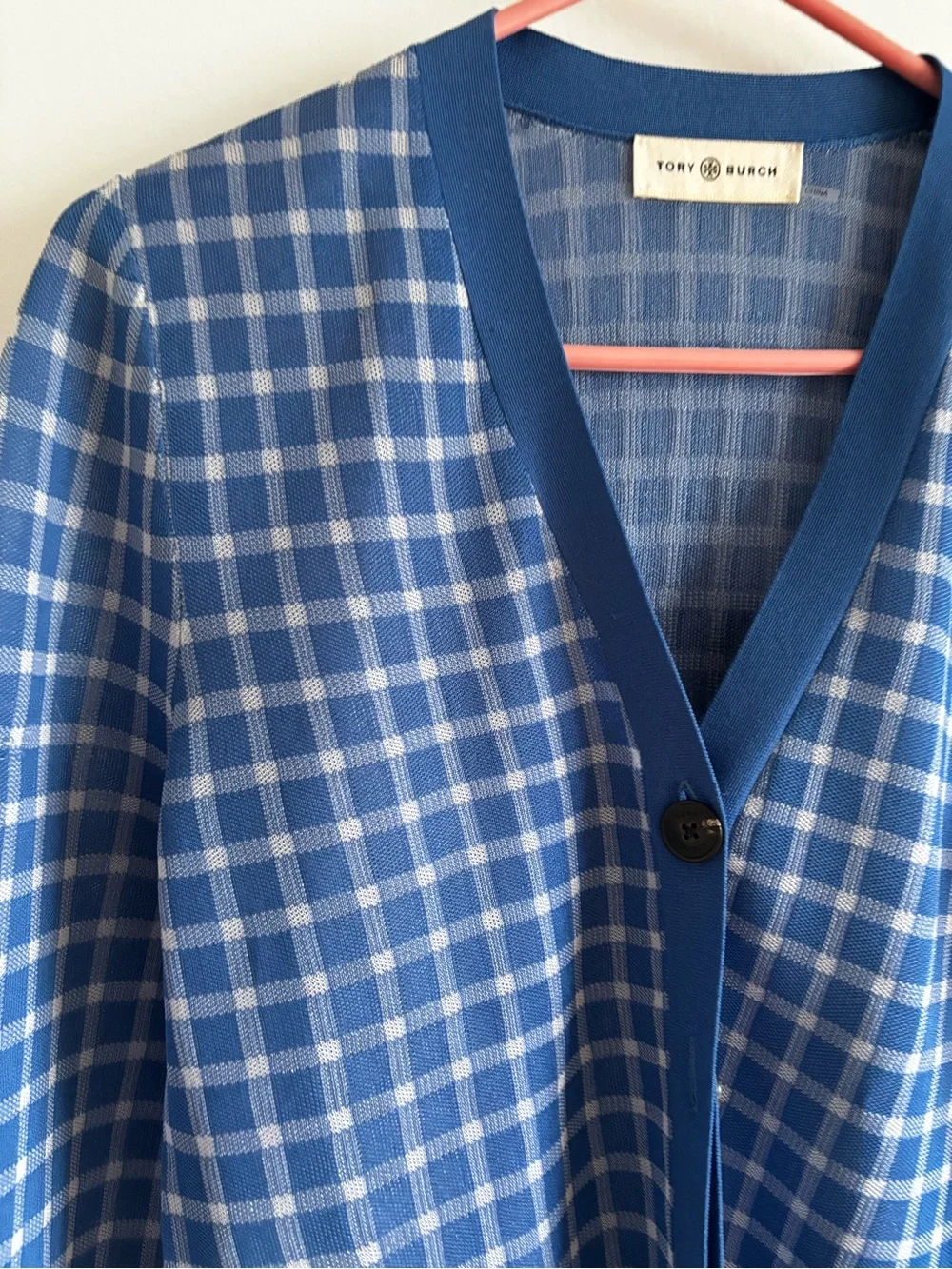 Blue Plaid V-Neck Women's Cardigan